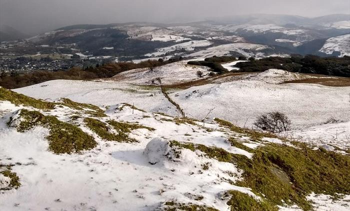 Viewpoint above Yr Hen Stablau cottage in winter